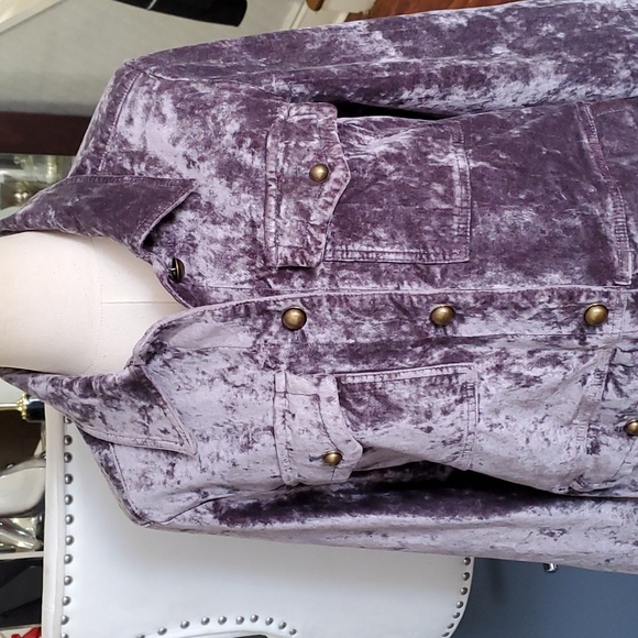 Anthropologie velvet utility button down jacket gray size S - Picture 3 of 17